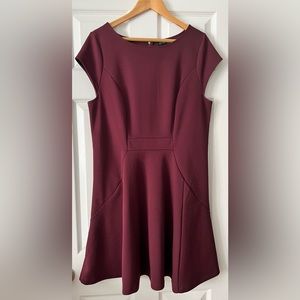 2/$30 THE LIMITED Burgundy Scuba A-Line Dress with Gold zipper on back
